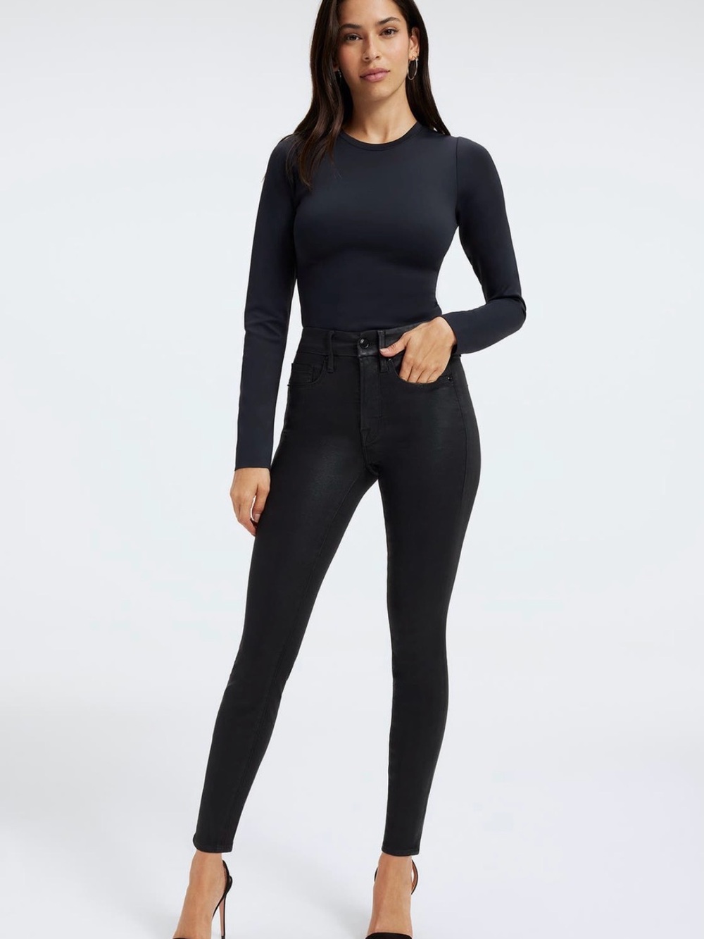 Good American Black High-Rise Skinny Jeans